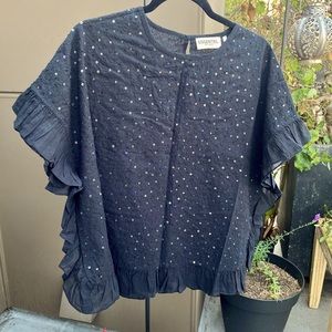 Essential Antwerp Sequined Ruffle Top NWT